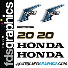 Honda 20hp 4 stroke outboard engine decals/sticker kit