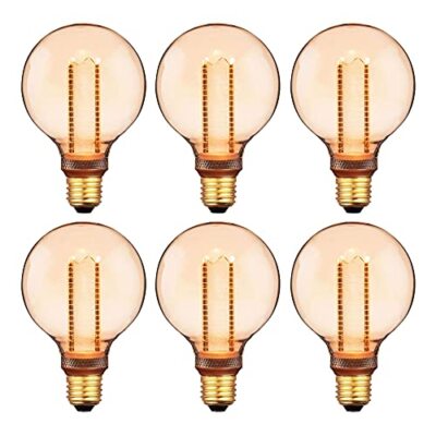 Sunlite LED G40 Filament Globe Light Bulb, 3.5W, E26, Dimmable, 2000K Amber, 6Pk