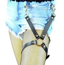 Black Leather 3/4" O-Ring Leg Harness Garter Goth Punk Emo Metal Grunge 90s Club