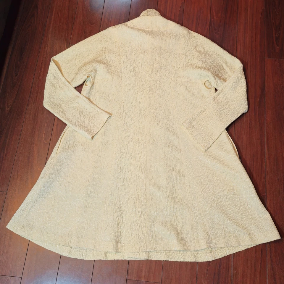 Elegante Abrigo Chaqueta Eskandar Talla 1 Marfil Art-to-Wear Lana Texturizada Seda ALine Foto 2 de 4