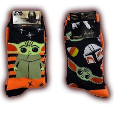 Grogu aka Baby Yoda Halloween Socks - 2 PAIRS     Size 6-12  Star Wars
