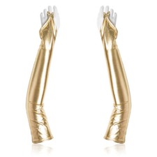 1 Pair Women Shimmer Metallic Long Gloves Fingerless Cosplay Night Club