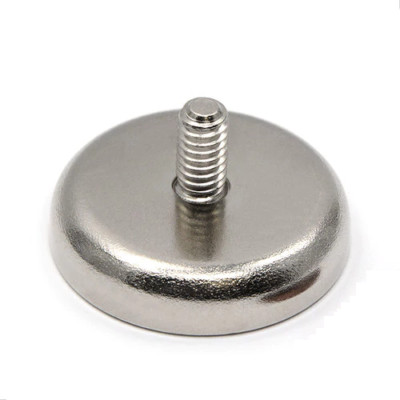 2x MALE Thread C 25mm M5 Pull 22kg Shallow Pot Magnets | Heavy Duty Neodymium