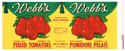 美品　LABELS　洋書　THOMAS W. OATMAN ヴィンテージ ORIGINAL TIN CAN LABEL VINTAGE 1940S WEBBS VIENNA MARYLAND ITALIAN