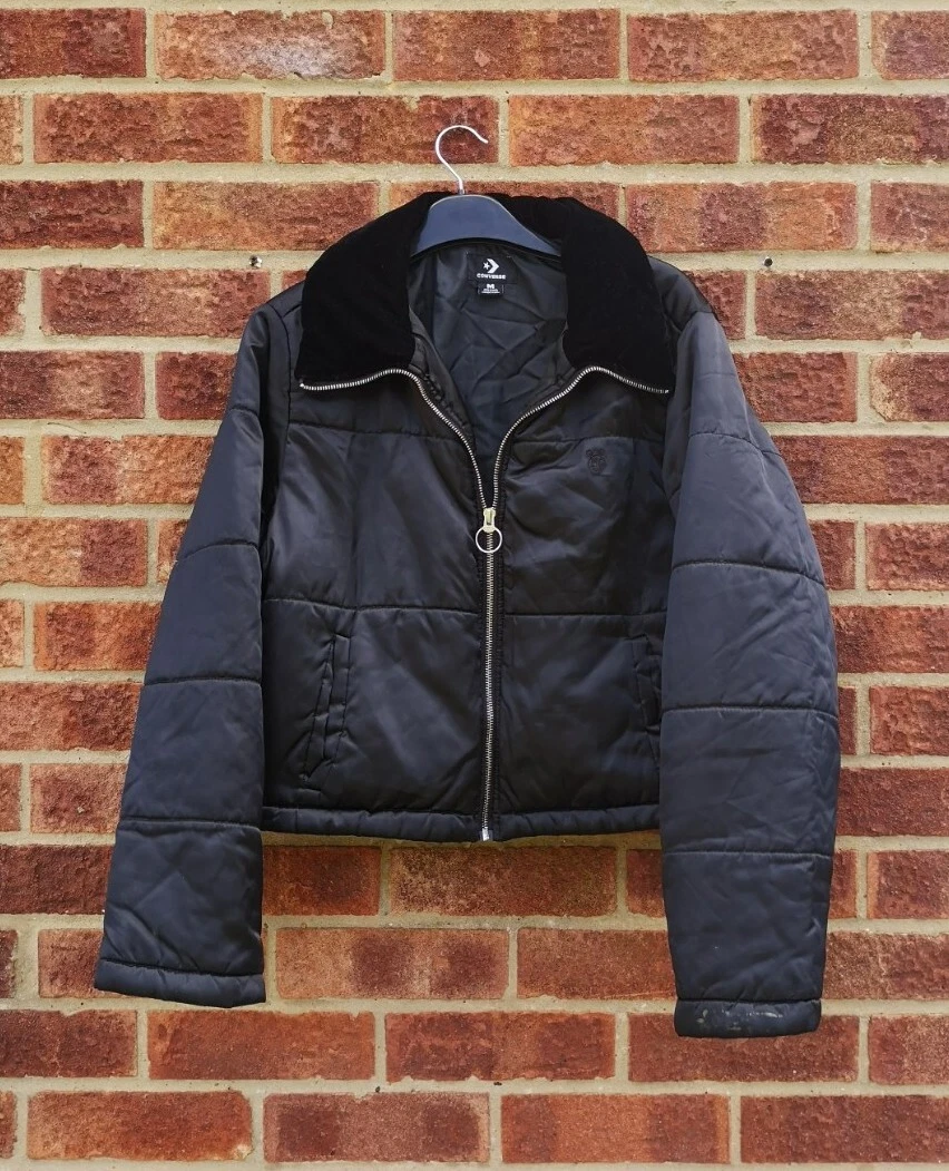 Converse x Miley Cyrus black satin puffer jacket coat padded