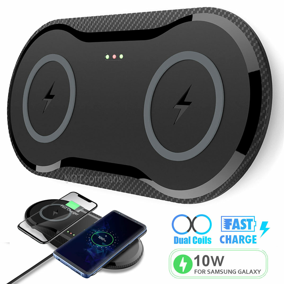 Fast Wireless Dual Charger Mat Charging Pad For Samsung S23+ Ultra FE S22 S10 S9-image