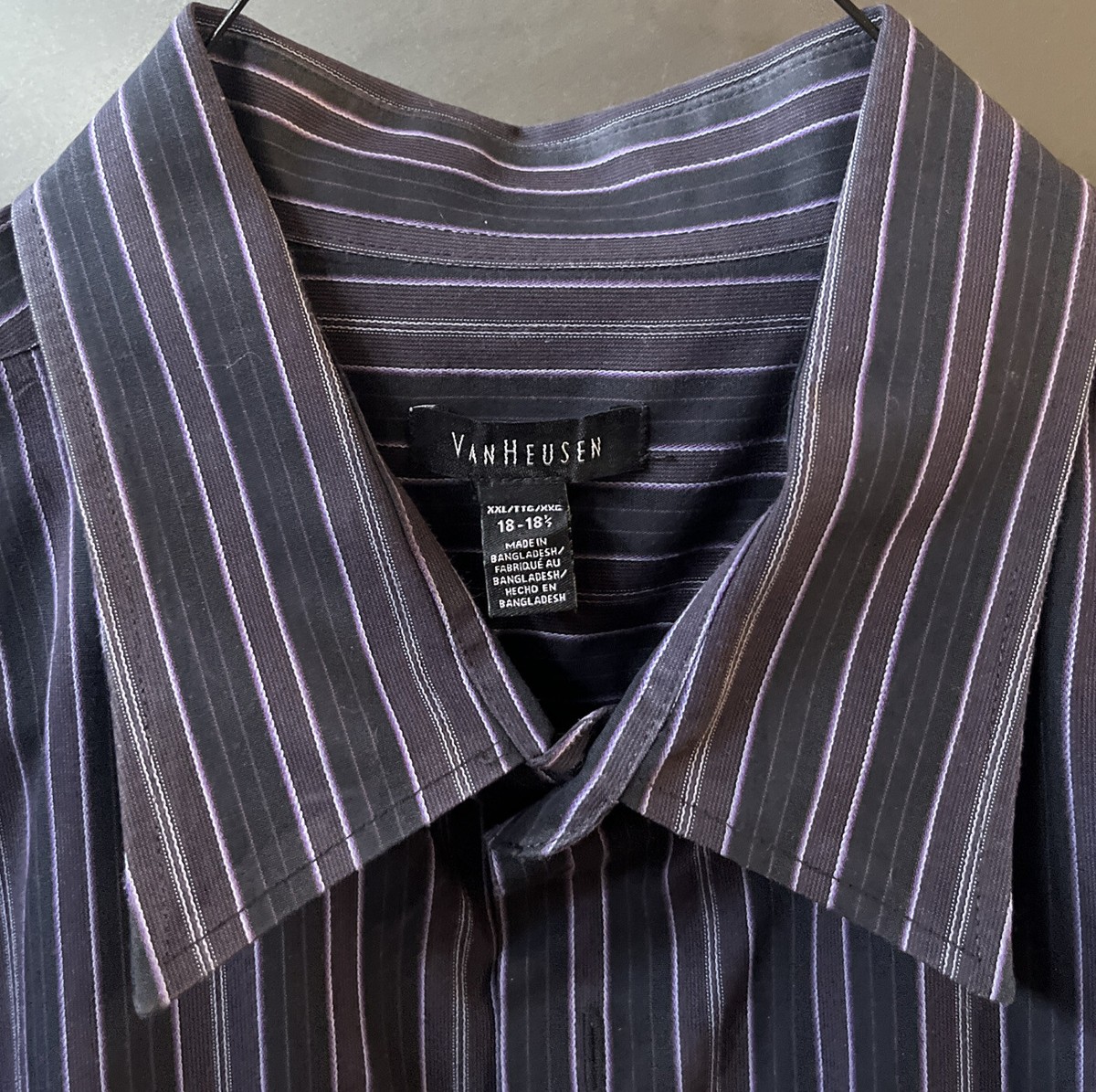 Van Heusen Long Sleeve Button Up, Collared, Men's Shirt, Black