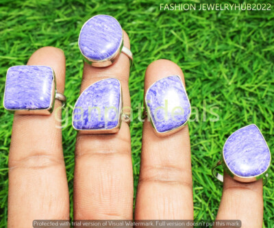 Charorite Gemstone Handmade Rings 50pcs Lot 925 Silver Plated Jewelry