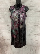 Tahari Helena Black Dress Sequins Sleeveless Size 4