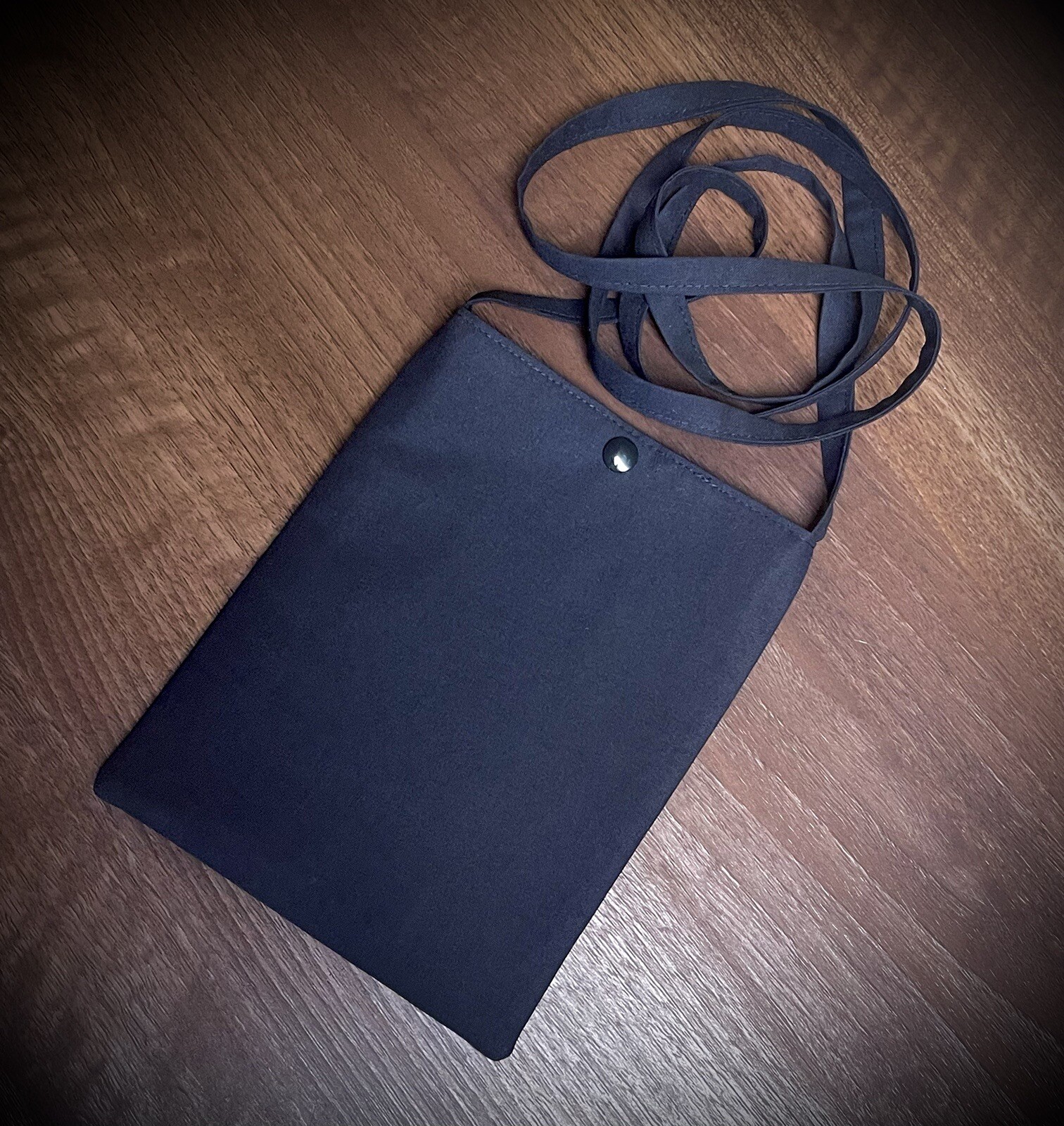 Crossbody Bag Purse Handmade Basic Black Bag Long Strap Teen Classic Simple Snap-image