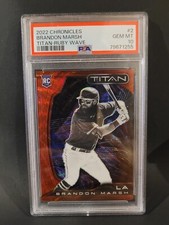 2022 BRANDON MARSH CHRONICLES TITAN RUBY WAVE ROOKIE CARD RC #118/199