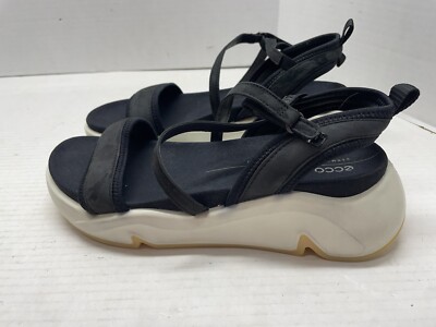 Women's ECCO Chunky Ankle Strap Sport Black Sandal Women s Size 40 US 9/9.5