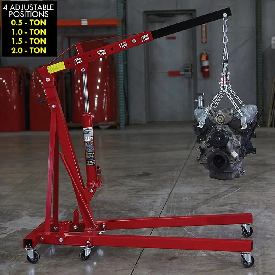 2 Ton Hydraulic Folding Engine Crane Hoist Lift Stand Lifting Garage Workshop UK - Image 2 of 4
