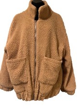 Women’s Clothing Jacket Fleece Brown Coat Zaful Size 6 Medium Free Shipping
