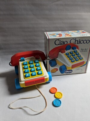 Spielzeug Chicco Telefon und Telefonhörer zum Ziehen Münzen Drücken Alt