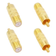 4pack Gold Plated 75 Ohm F Type Female To Rca Male Plug Jack Coax Coaxial Connec