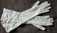 Vtg 1940s Ladies Gloves KAYSEN Long Elbow White 100 Nylon Size 6