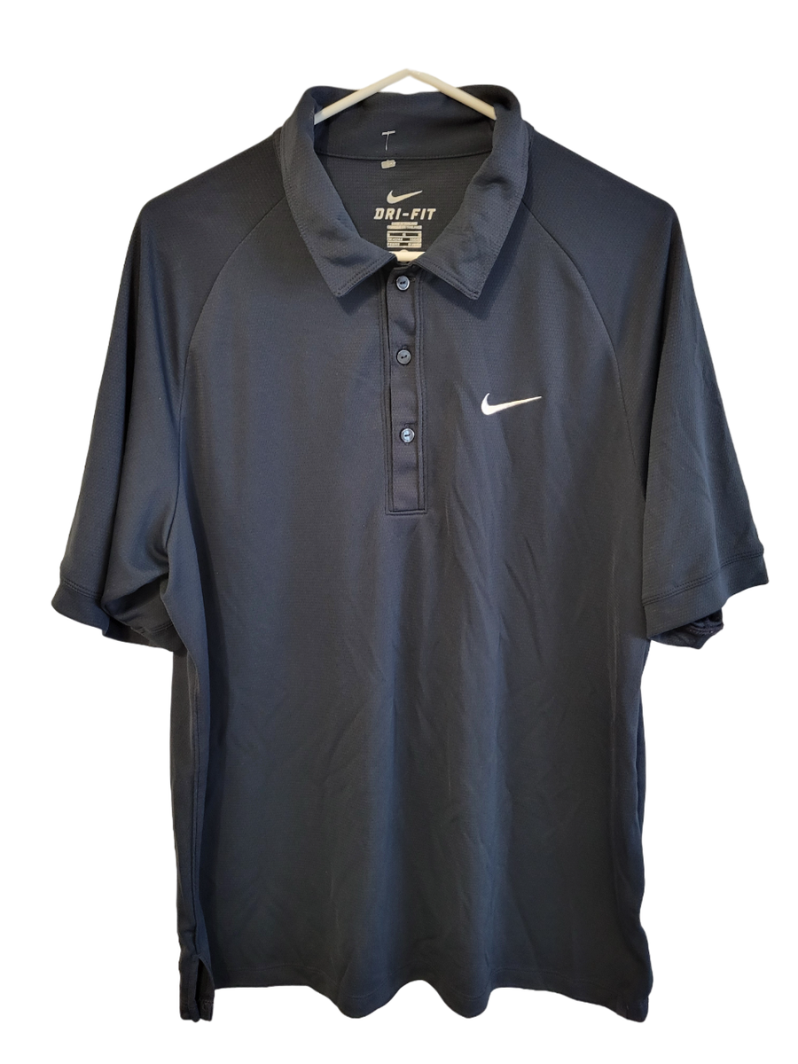 Nike Dri-Fit Black Short Sleeve Raglan Performance Men's Golf Polo