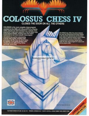 1986 Colossus Chess IV Computer Video Game Apple Commodore 64 Vintage ...