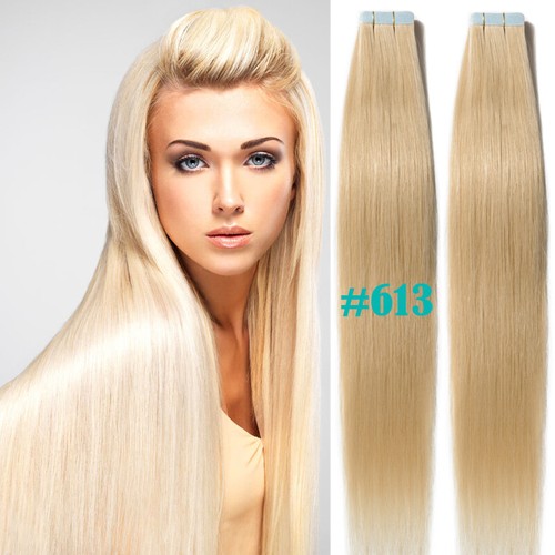 Thick BodyWave Russian Tape In Real Human Hair Extensions Skin Weft Blonde 20pcs - Picture 18 of 42