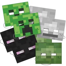 Unique Minecraft Paper Party Masks-8 Pcs, 8.13" X 6.63", Multicolor