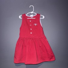 OshKosh B  gosh Toddler Girl Red Cotton Dress Size 4T Vintage Made in USA