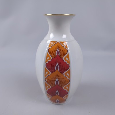 Bavaria Jaeger PopArt Vase 1970er Goldrand Orange Rot