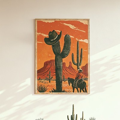 Kaktus und Cowboy Hut Fun Western Southwestern Bauernhaus Deko auf dem Old West P