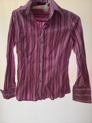 Women's Express Design Studio Two-Ply Yarn Stretch Striped Button Down 