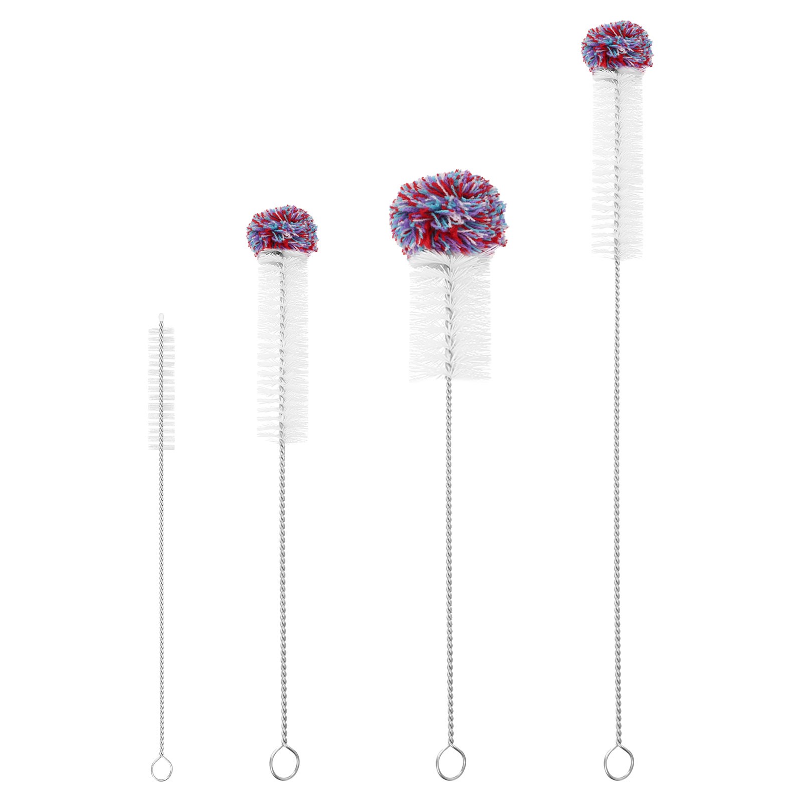 4Pcs Water Bottle Brush Cleaner with Cotton Ball Purple