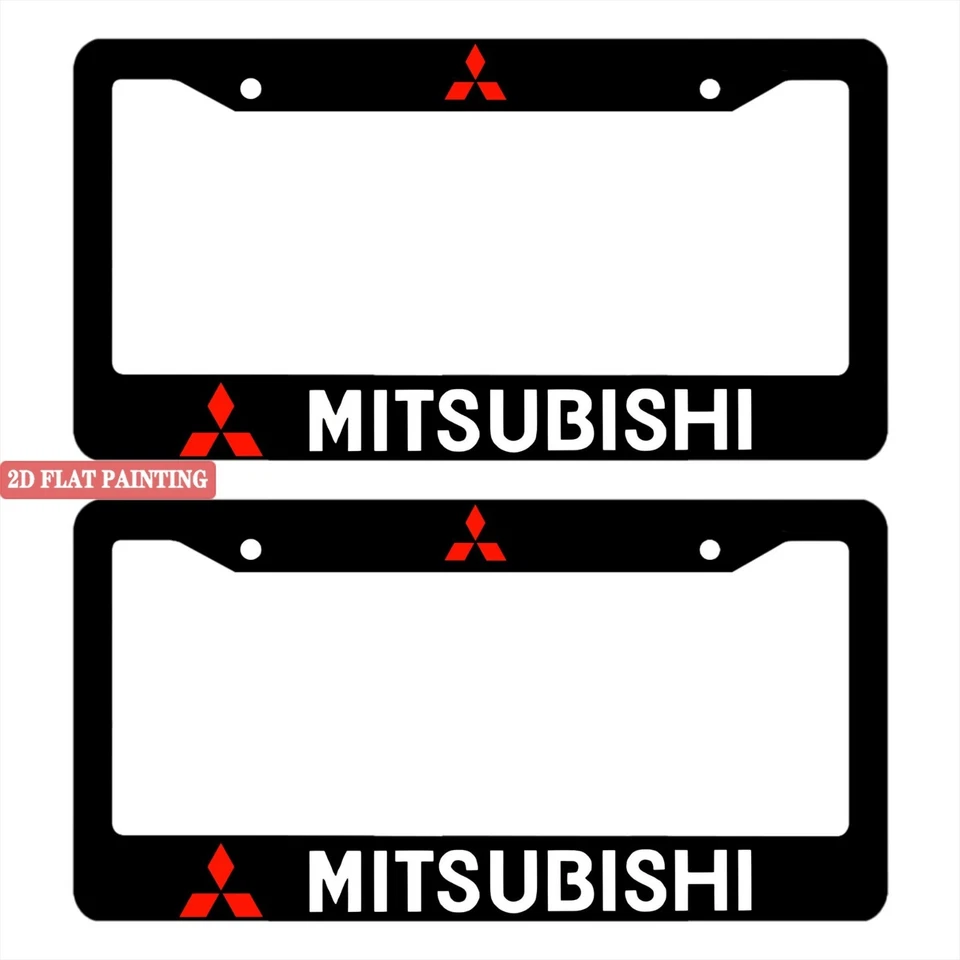 Paquete de 2 marcos de matrícula de aluminio negro con tapones de rosca Mitsubishi Foto 2 de 4