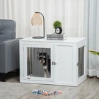 Dog Crate Pet Cage End Table w/ Two Doors for Medium Dog, White
