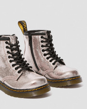 Dr. Martens 1460 J Combat Boots Kids pink-crinkle metallic side zip size 1