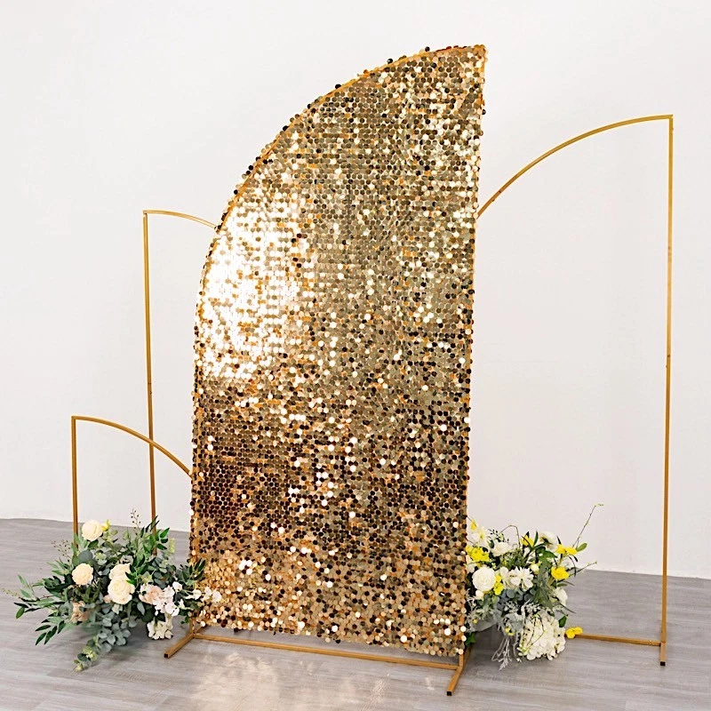 7 ft GOLD Double Sided Big Payette Sequin Half Moon Arch STAND COVER Party