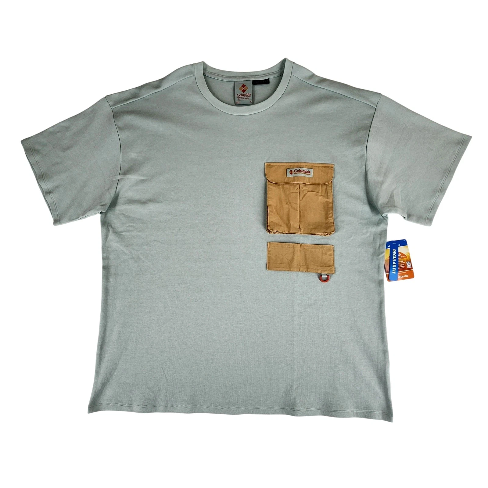 Columbia Shirt Mens XL Sage Green Cove Beach Pocket Tee Omni-Shade UPF 50 Sun