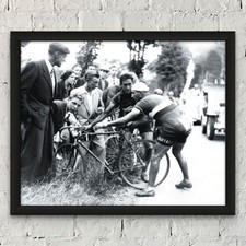 1950 Tour de France, Gino Bartali, stampa ciclismo d'epoca, litografia 8 x 10 pollici