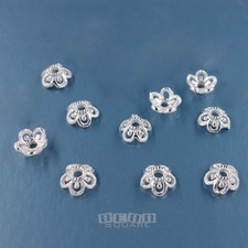 10 Solid Sterling Silver 5mm 5.2mm Small Openwork Floral Bead Caps 33887