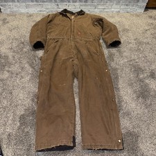 Dickies Men's Large Short-Insulated Coveralls Brown Work Jumpsuit Full Zip Heavy