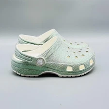 Crocs Shoes Kids 12 Gray Green Clogs Glitter Classic Foam Sparkle Sandals