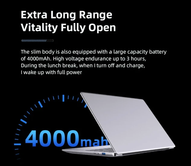 Laptop da 14,1 pollici, Intel Celeron N4000, IPS Full HD 12 GB DDR4, 1000 GB SSD - Immagine 3 di 4