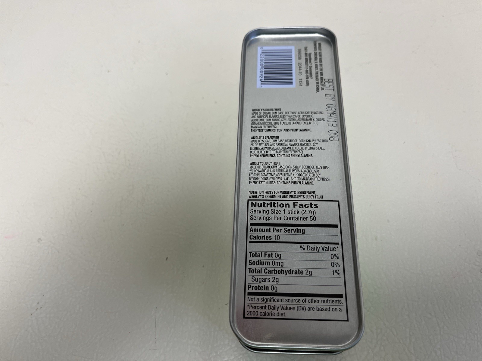 Wrigley’s Doublemint Chewing Gum Collector Tin w/Hinged Lid 6.5 Inches 5/13/25 C