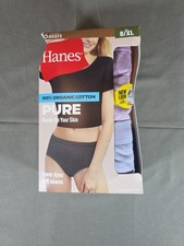 Women's Hanes 6 BRIEFS Underwear 100 ORGANIC COTTON Panties Size 8 / XL