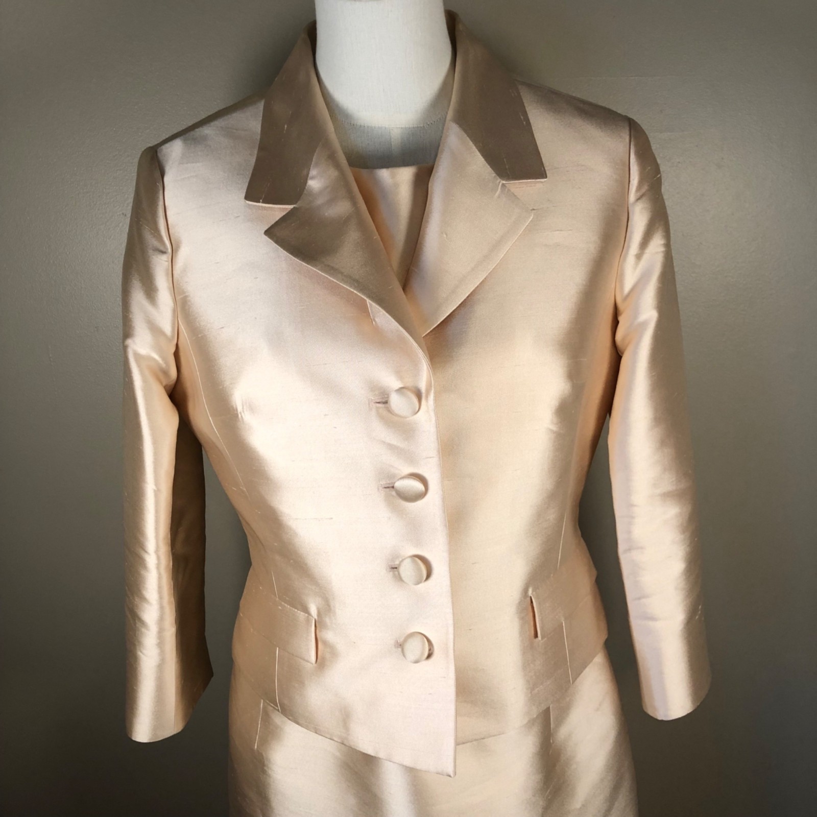 Rickie Freeman for Teri Jon 100% Silk Peach Dress & Jacket Combo Size 8