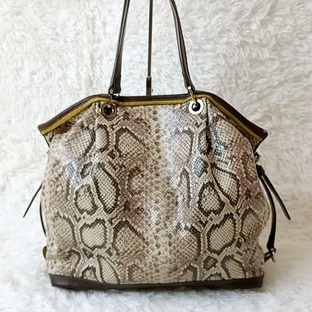 Rare Longchamp Tote Bag Python Pattern  Leather S… - image 5