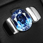 925 Sterling Silver Handmade Rings Elysian Royal Blue Tanzanite 7.15Ct Size 8.25
