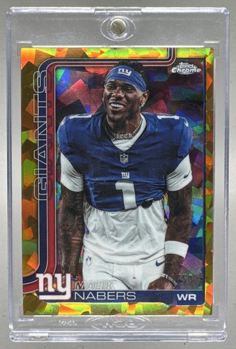 Malik Nabers 2025 Topps Chrome Sapphire #225 Gold Refractor Image Variation /50