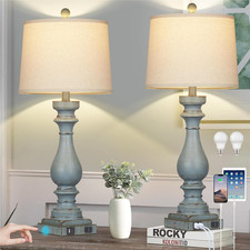 Coastal 29" Table Lamps Set of 2 with USB Ports  Dimmable Touch Control