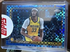 2025-26 Topps Chrome Myles Turner #29 Blue X-Fractor Pacers
