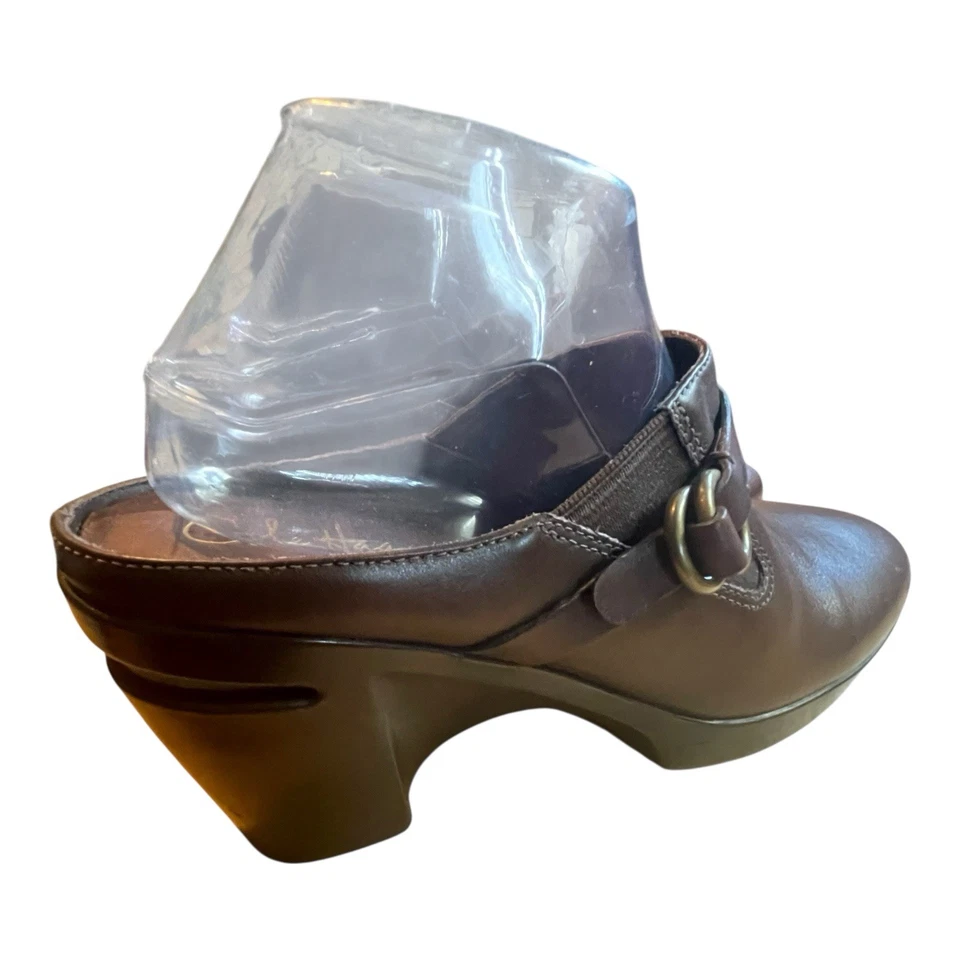 Zuecos de cuero marrón COLE HAAN para mujer talla 8,5 B deslizables mulas zapatos sin cordones cuña Foto 3 de 4