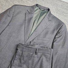 Jos. A. Bank Suit Mens 46R 40W Grey Traveler Tailored Fit Chelsea 100% Wool